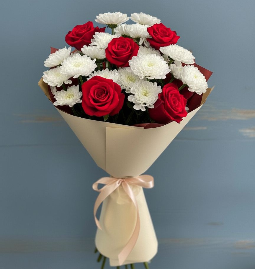 Букет цветов из: Розы и Хризантемы в Ветлуге