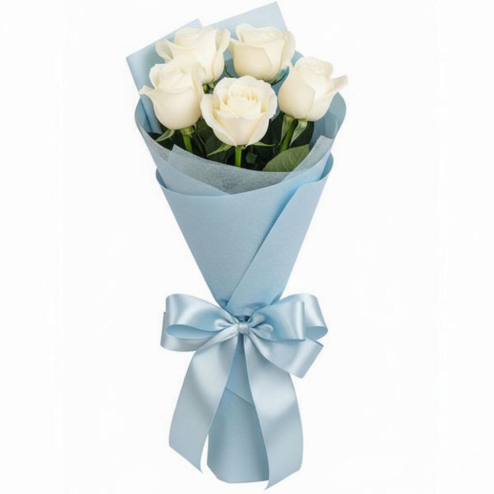 Букет 5 Белых роз Проуд в Ветлуге
