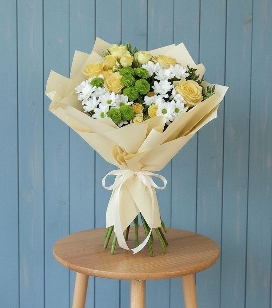 Букет цветов из: Хризантемы и Розы в Ветлуге