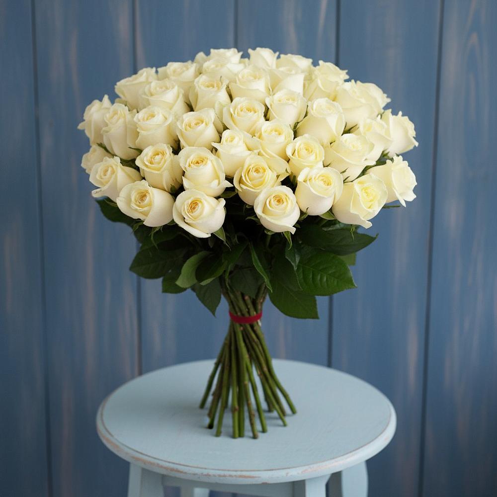 Букет 51 Белая роза Эдлесс Лав в Ветлуге