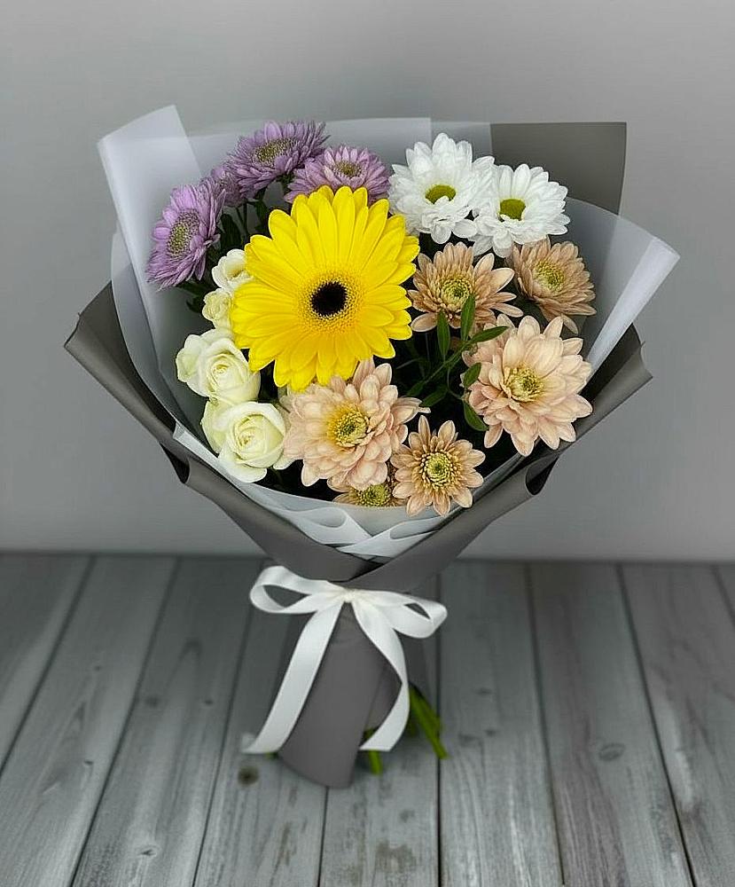 Букет цветов из: Розы, Герберы и Хризантемы в Ветлуге