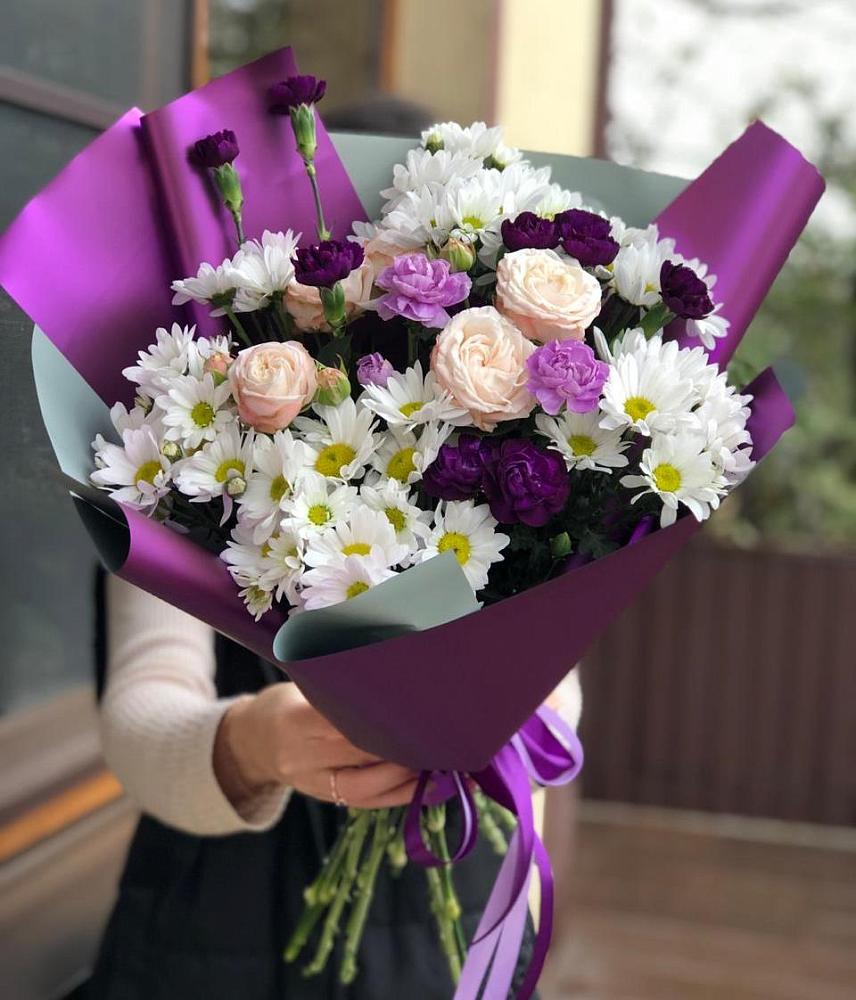 Букет цветов из: Хризантемы, Гвоздики и Розы в Ветлуге