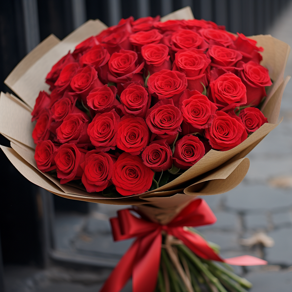 Букет 51 Красная роза Эдлесс Лав в Ветлуге