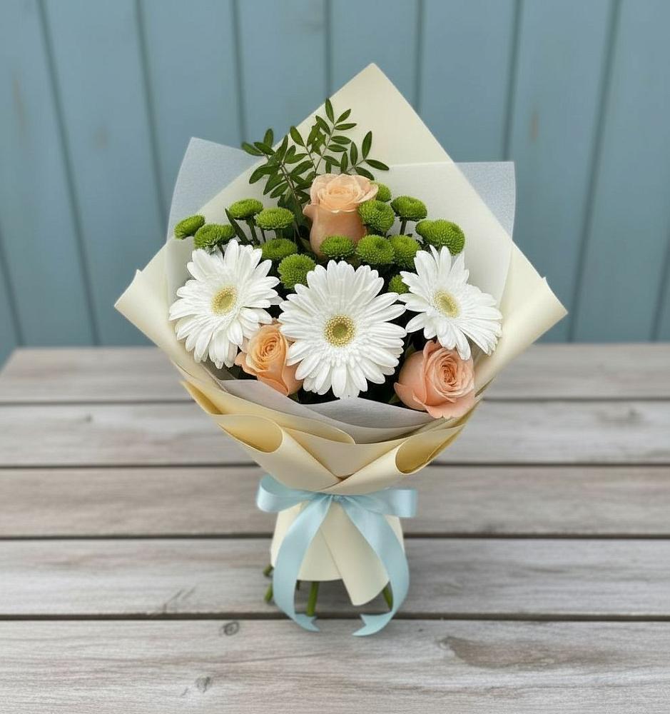 Букет цветов из: Герберы, Розы и Хризантемы в Ветлуге