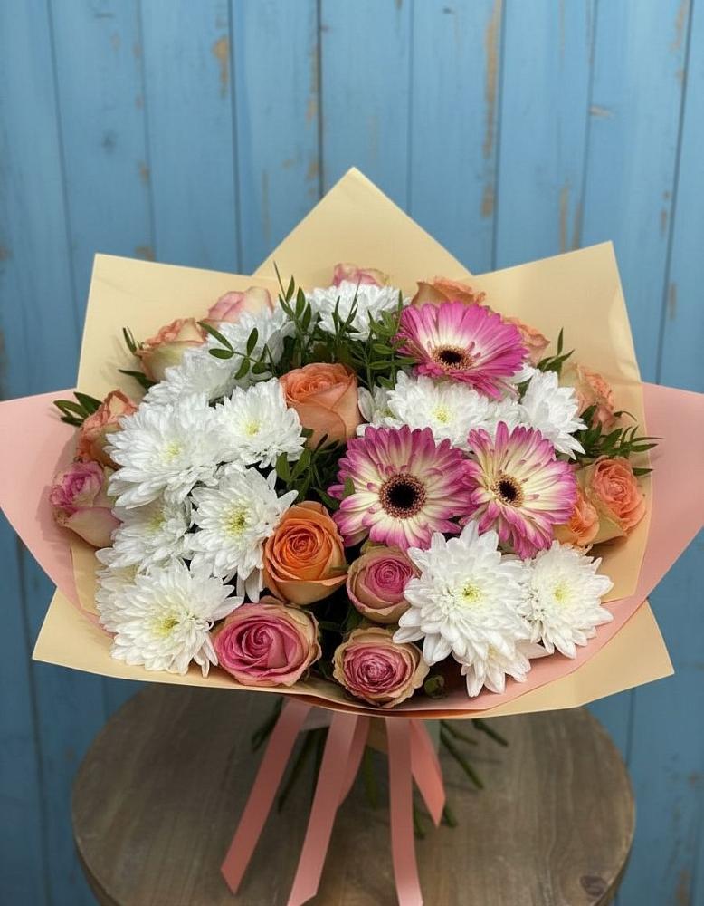 Букет цветов из: Розы, Герберы и Хризантемы в Ветлуге