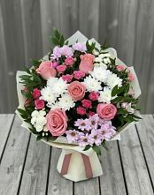 Букет цветов из:  Альстромерии, Гвоздики, Розы и Хризантемы в Ветлуге