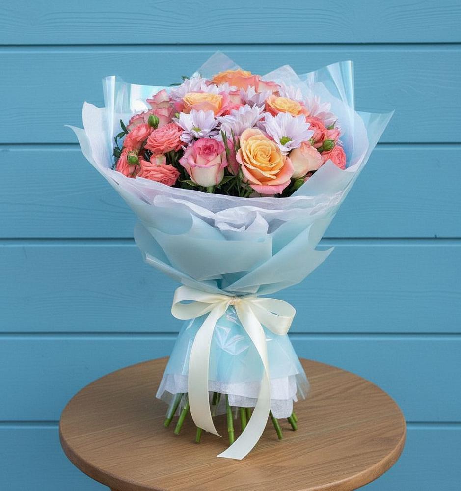 Букет цветов из: Хризантемы и Розы в Ветлуге