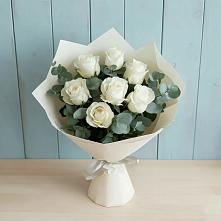 Букет Белые розы в Эвкалипте в Ветлуге