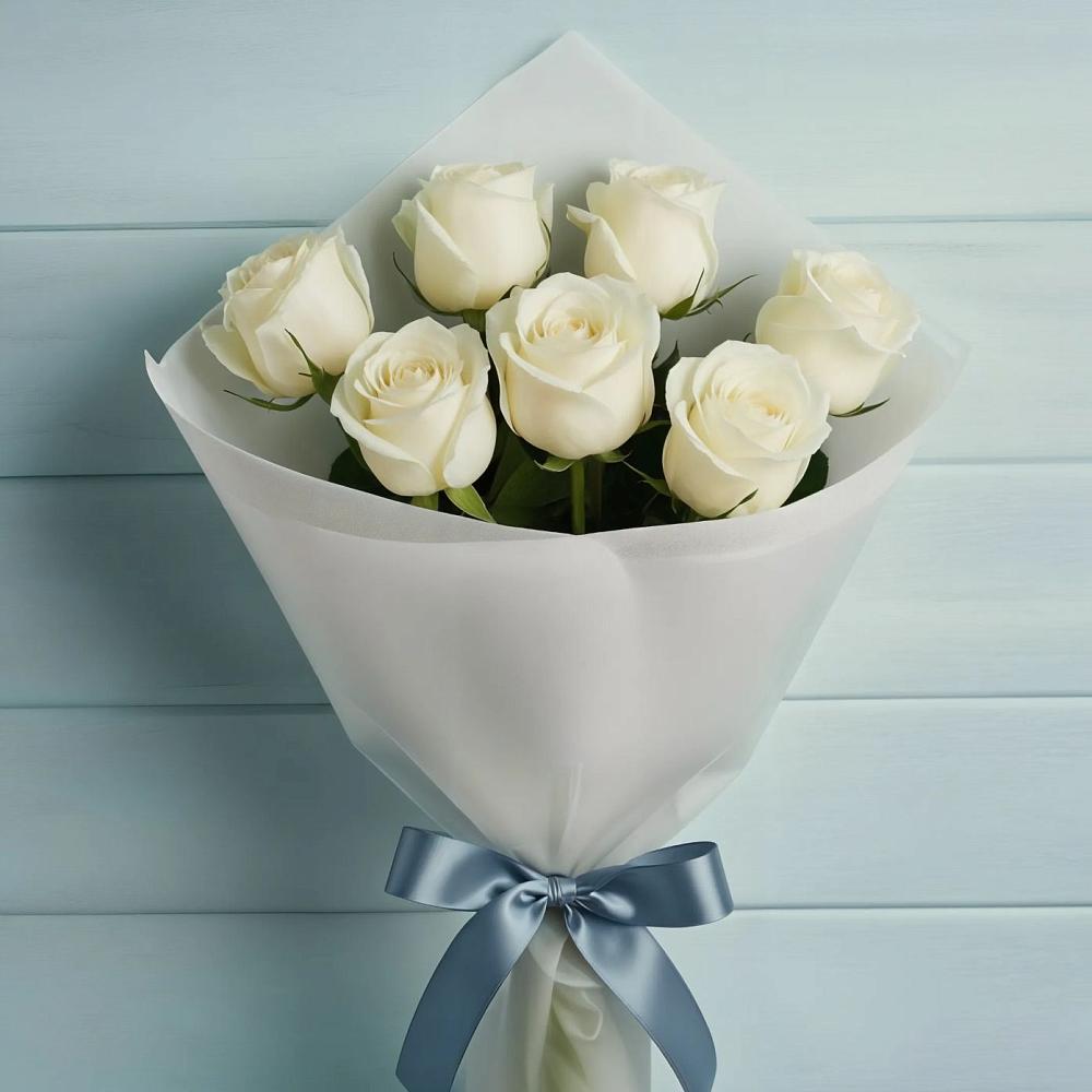 Букет 7 Белых роз Эдлесс Лав в Ветлуге